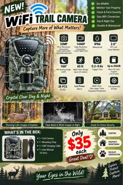 NEW WiFi Trail Camera 32MP 1440P IP66