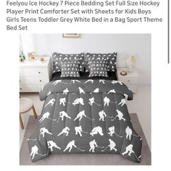 7 Pcs FULL Ice Hockey Bedding Set (NEW IN PACKAGING)