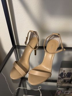 Express Beige Strap Heels, Size 6