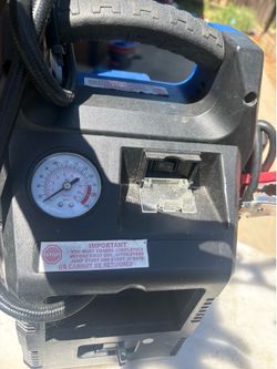 Battery Power: 630 peak amps / 330 cranking amps (ideal for small V6 gas engines).Built-in Inflator: 250 Max PSI air compressor.Accessories: 12V DC po
