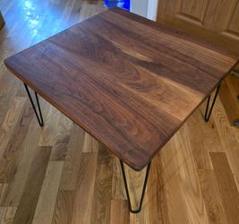 30x28 walnut wood coffee table with hairpin legs