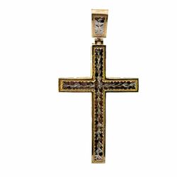 Men’s 14k Two Toned White Yellow Gold 2.25” Inch Cross Pendant for Necklace GP3135992
