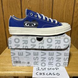 Converse Chuck Taylor Low x CDG Comme Des Garcons PLAY Blue 171848C Mens 10 NEW