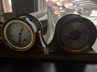 Brass Maritime Ship Clock and Barometer Set