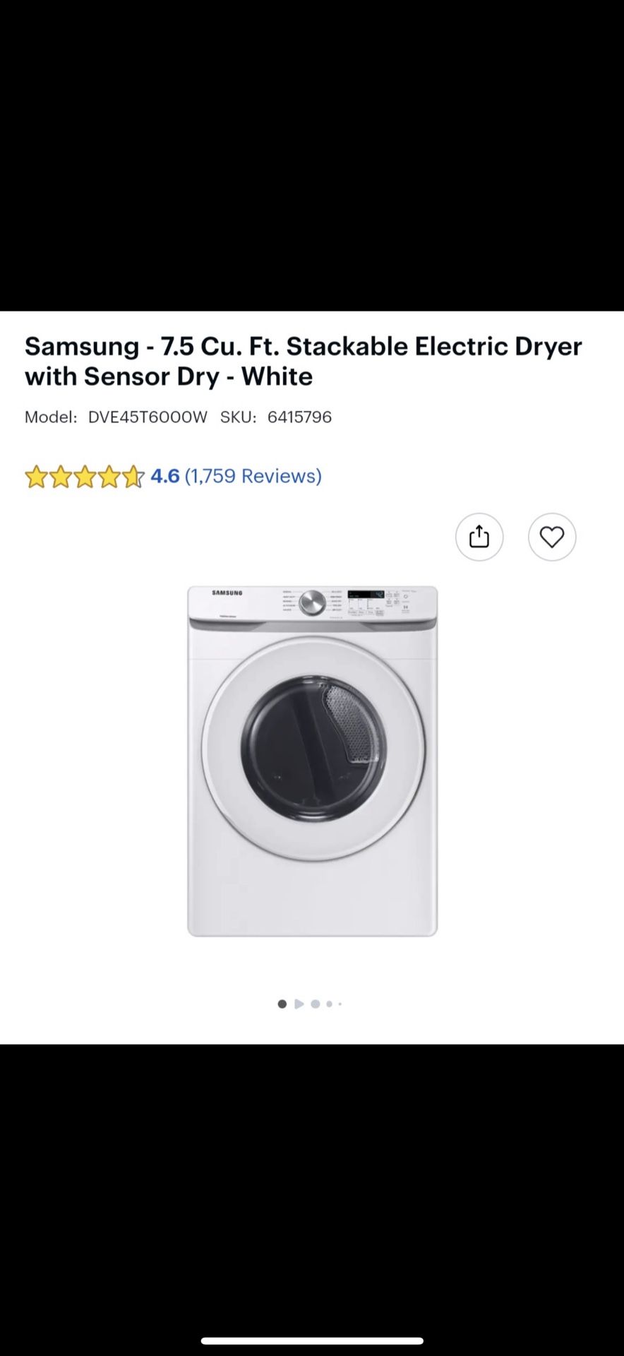 Samsung Electric Stackable Dryer