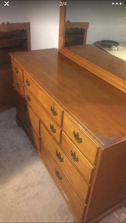 1970’s solid wood dresser with Mirror  Thumbnail