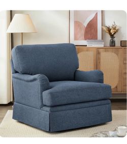 Blue Upholstered Swivel Accent Chair