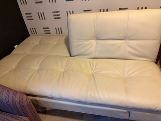 White Faux Leather Futon Sofa Bed