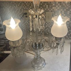 Pair Of Vintage Crystal Lamps