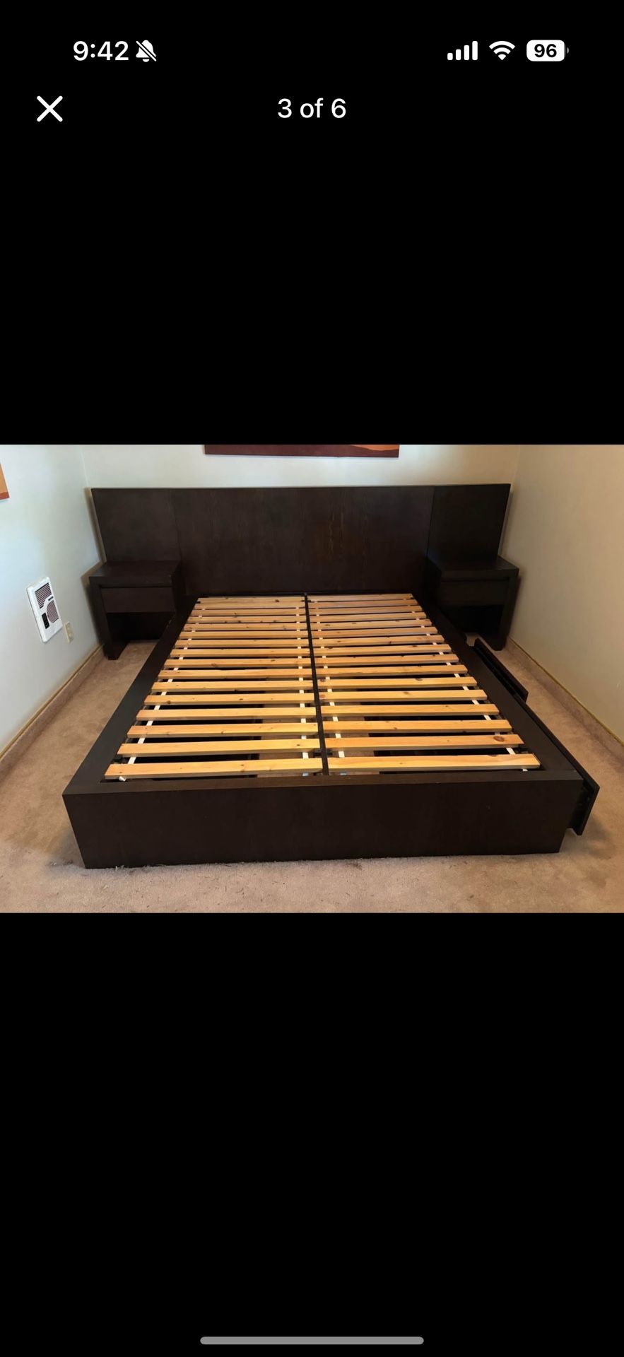 West Elm Platform Bed (Queen Sized) with Storage and Nightstands