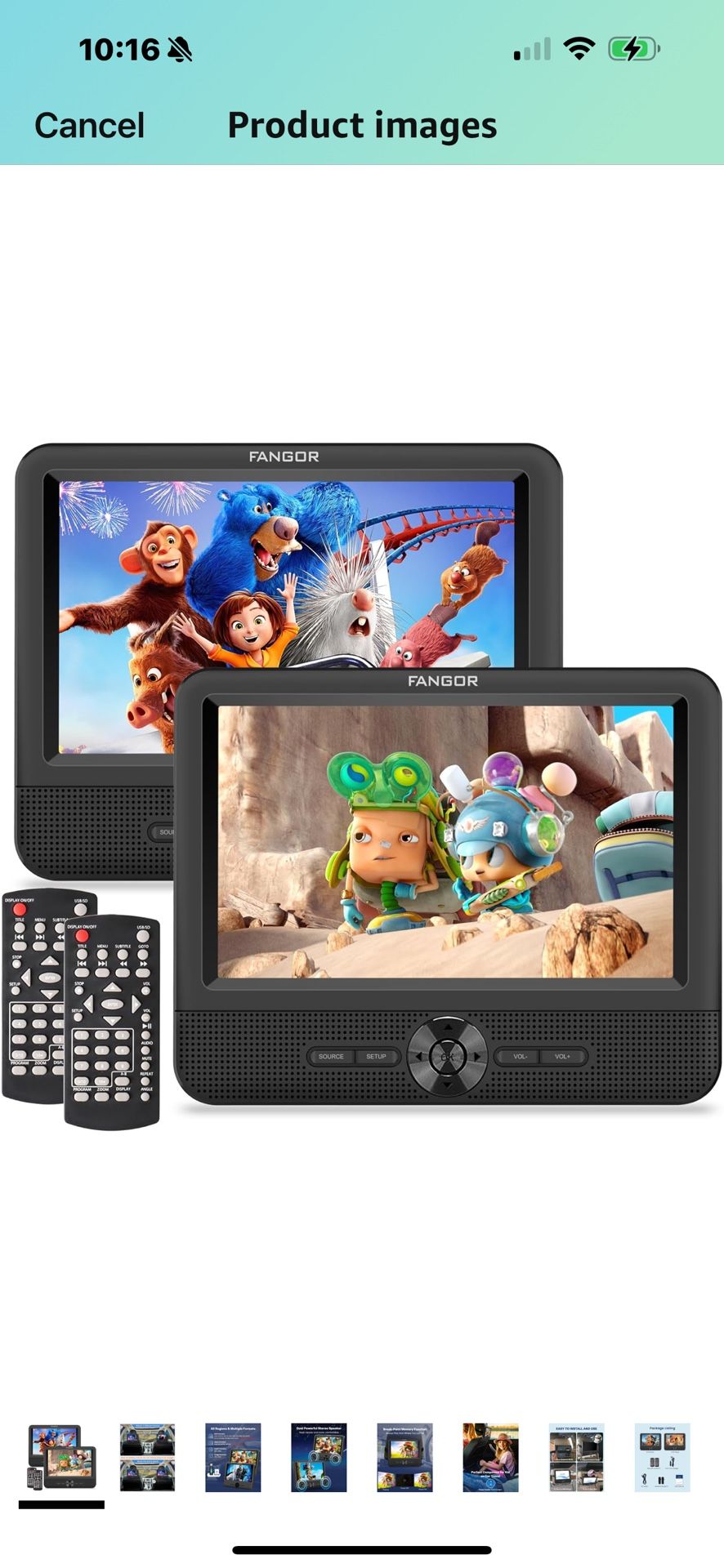 FANGOR 7.5 Inch Dual Portable DVD Player for Car