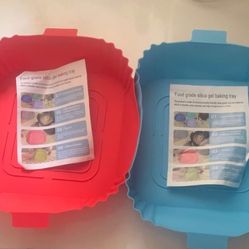 Air Fryer Liner Silicone Liner 2 Pc Set Red And Blue Liners 