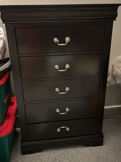 Dark brown/ Grey 5-Drawer Tall Chest Dresser