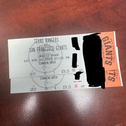 Giants tickets V. Rangers 04/26