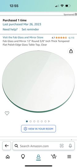 12” Round Glass for Table Top, New in Box