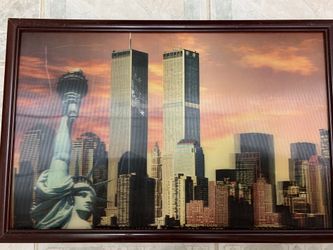 Twin Towers Statue of Liberty New York 3D picture