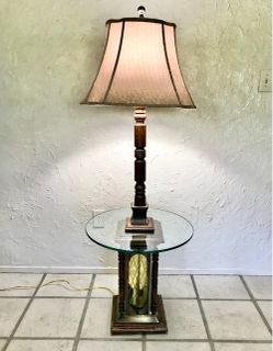 Vintage Floor Lamp with Glass Table Space Saver Apartment Corner Use Multiple Lights Tap See More for All Info