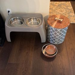 Elevated Dog Food Bowls And Food Storage Container