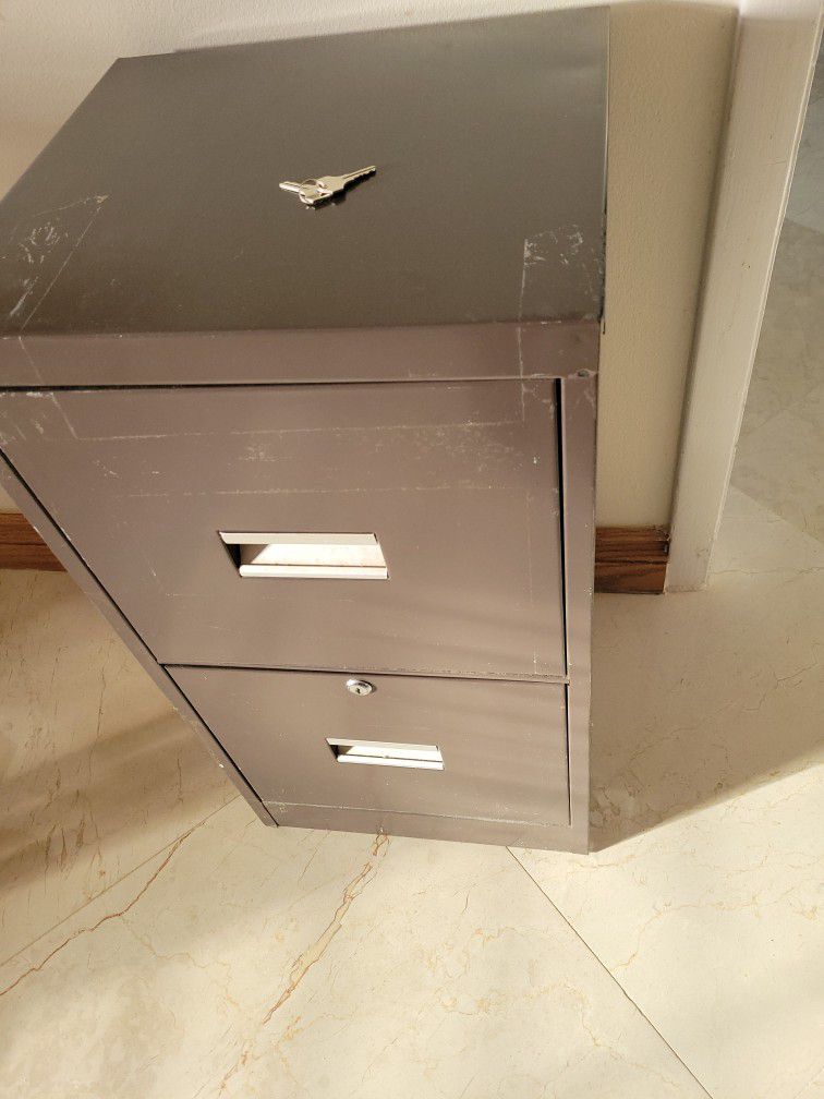 2 Drawer Filing Metal Flush Handle Locjable Cabinet.