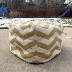 Gold Chevron Fabric Pouf
