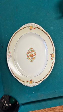 Rare Antique WH Grindley Chelsea Ivory Torbay Oval Serving Platter