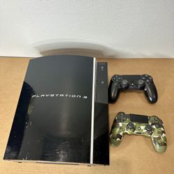 Sony PlayStation 3 Fat 80GB CECHL01 Console + 2 Controllers (No Cords) Untested