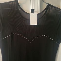 Black  dress, w/ sheer top.