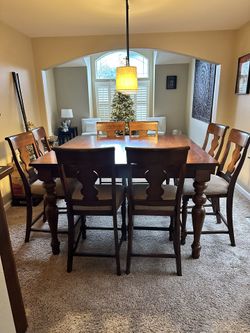 Samson International Wood Dining Table Set w/Chairs Seats 8 