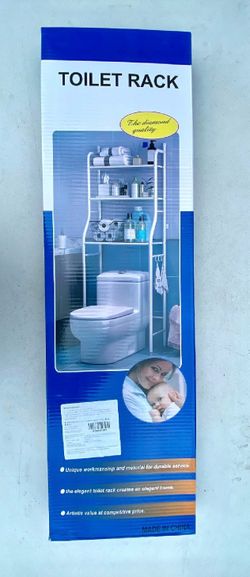 Stack It! New 3 Tier Over The Toilet Storage Rack Shelf Bathroom Organizer, White - OBO