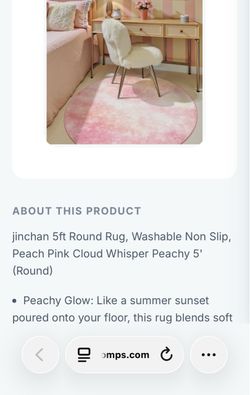 Jinchan 5ft Round Washable Rug Peach Pink