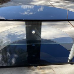 Modern Black Glass Console TV Stand Table 