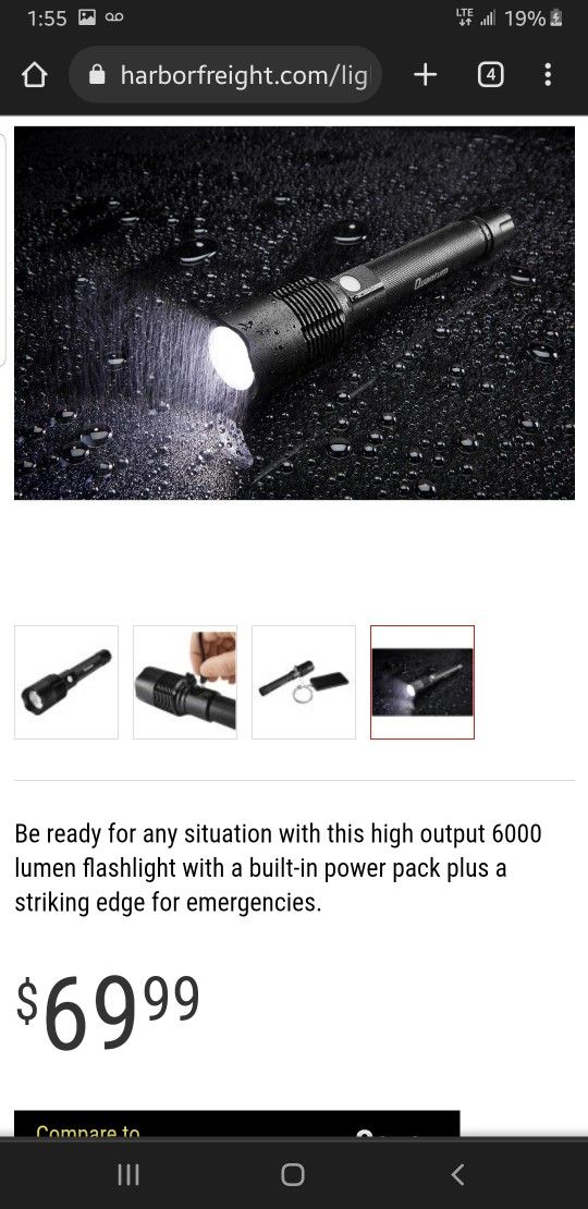 Quantum Flashlight Rechargeable / 6000 Lumens