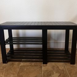 Wooden Black Entry Way Storage/Shoe Bench 33.75W x 18H x 11.5L