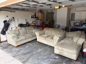 3-Piece Microfiber Sofa Set with Ottoman