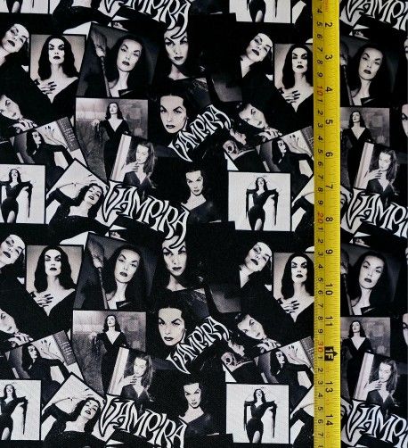 VAMPIRA HALLOWEEN COLLAGE 1 YARD FABRIC (36"X58") BRAND NEW