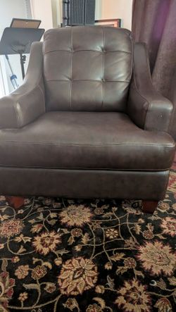 Brown Leather-Look Accent Chair - Excellent Condition