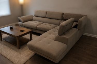 Free Delivery Today! Beautiful! Cleaned Sectional couch with adjustable headrest and storage. No rips or stains. Nice couch