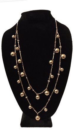NWT Kate Spade "Treasure Trove" multiple strand gold necklace Layered Rhinestone