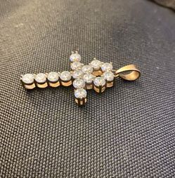 The Gold Gods Diamond CZ Ankh Cross Pendant 18k GP Charm