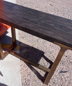 BRASS CONSOLE TABLE / Bench Solid wood top- used