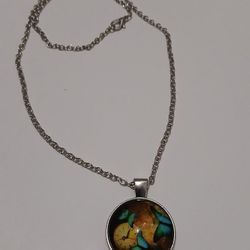 New 14" Silverstone Tone Butterfly Pendant Necklace #A55 