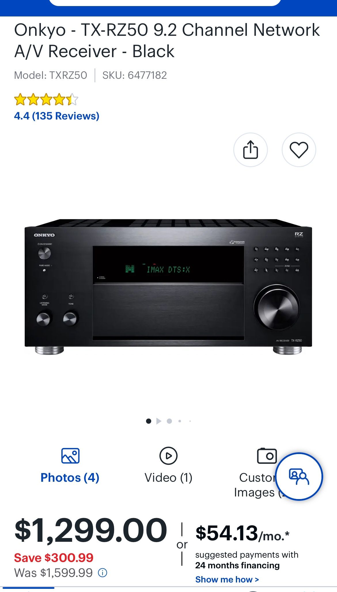 Onkyo TX RZ-50 A/V Receiver 9.2ch