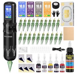 SOLONG Wireless Tattoo Pen Kit w/ Adjustable Stroke & Inks