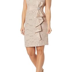 Jessica Howard Women's Sleeveless Mini Lace Sheath Dress with Boat Neck