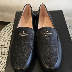 Brand New Elegant Leather Kate Spade New York Black City Lights Glitter Shoes. Size 7.5