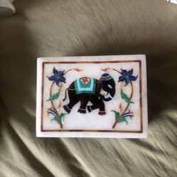 Jewelry Box – Lapis Lazuli Elephant and Floral Art Design