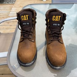 Brown CAT steel toe work boots