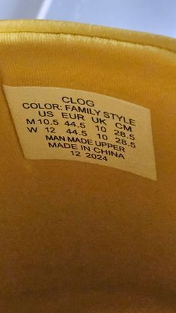 Yellow Clog Size US M10.5 / W12