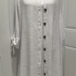 NWT Mile Gabrielle Women’s White Midi Dress, Size L