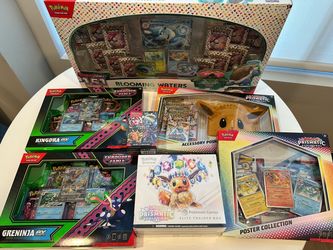 Pokemon Prismatic PC ETB, Blooming waters, Paldean Fates, Greninja/Kingdra Ex Special Illustration, Poster collection, Accessory Pouch